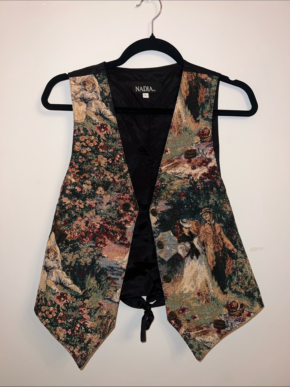 Nadia Tapestry Vest in Green, Brown, Cream